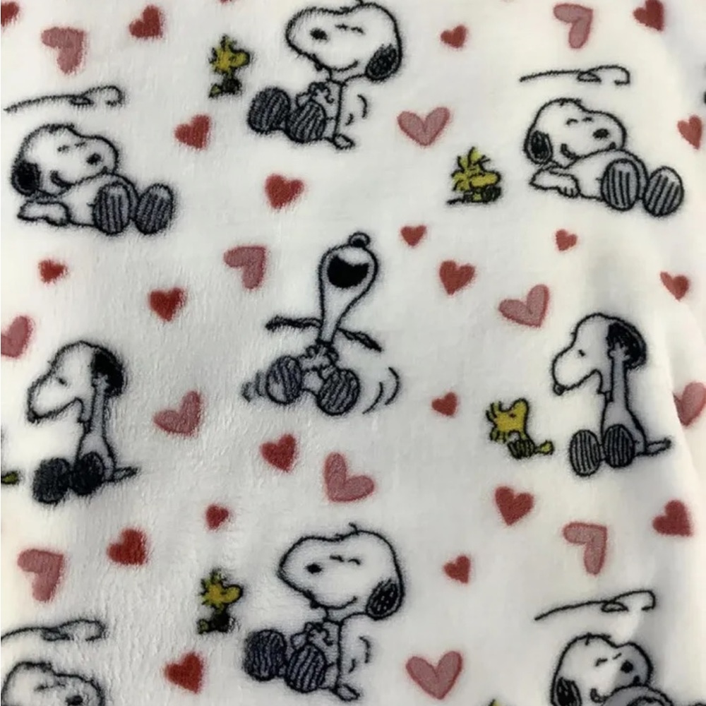 NWT Peanuts Snoopy & Woodstock Valentines Throw Blanket With Hearts 60” x 70”